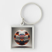 Voetbal met vlammen en Kroatische vlag Sleutelhanger (Voorkant)