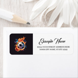 Voetbal met vlammen. etiket
