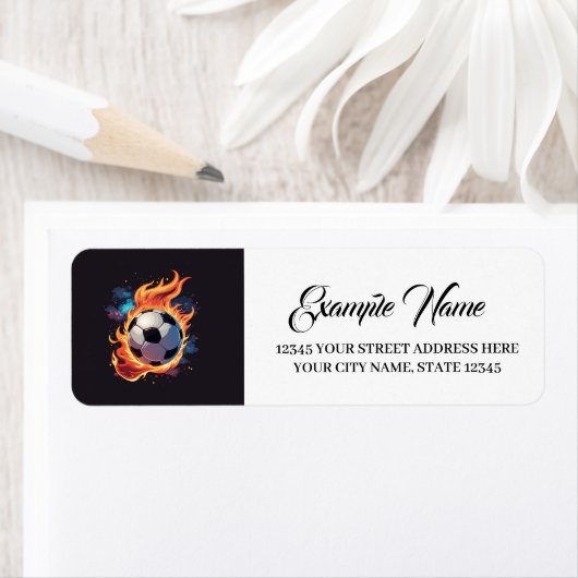 Voetbal met vlammen. etiket (Insitu)