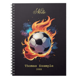 Voetbal met vlammen. notitieboek