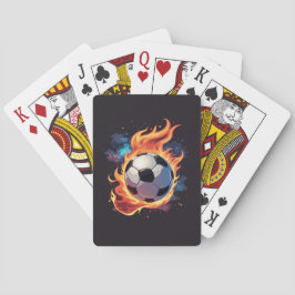 Voetbal met vlammen. pokerkaarten