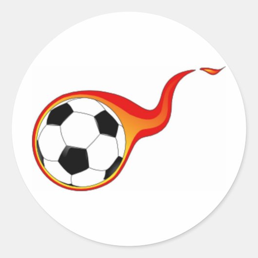 voetbal met vlammen ronde sticker (Voorkant)