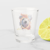 Voetbal met vlammen. shot glas (Achterkant)
