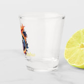 Voetbal met vlammen. shot glas (Rechts)