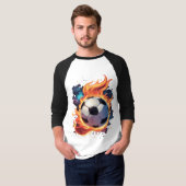 Voetbal met vlammen. t-shirt (Voorkant volledig)