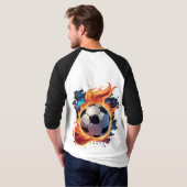 Voetbal met vlammen. t-shirt (Achterkant volledig)