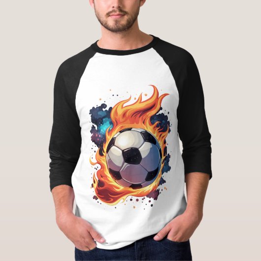 Voetbal met vlammen. t-shirt (Voorkant)