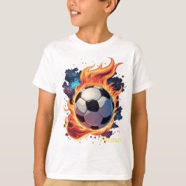Voetbal met vlammen. t-shirt