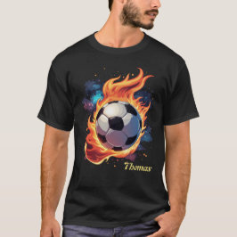 Voetbal met vlammen. t-shirt