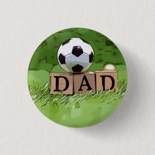 Voetbal met woord DAD voor Vaderdag Ronde Button 3,2 Cm