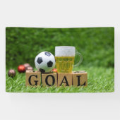 Voetbal met woord Goal en bier op groen Spandoek (Horizontaal)