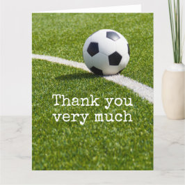 Voetbal met woord Hartelijk dank voor groen gras Bedankkaart