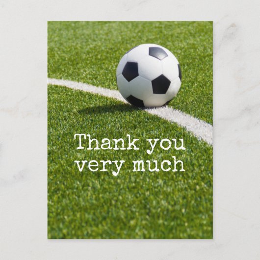 Voetbal met woord Hartelijk dank voor groen gras Briefkaart (Voorkant)