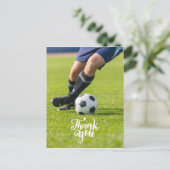 Voetbal met woord Hartelijk dank voor groen gras Briefkaart (Staand voorkant)