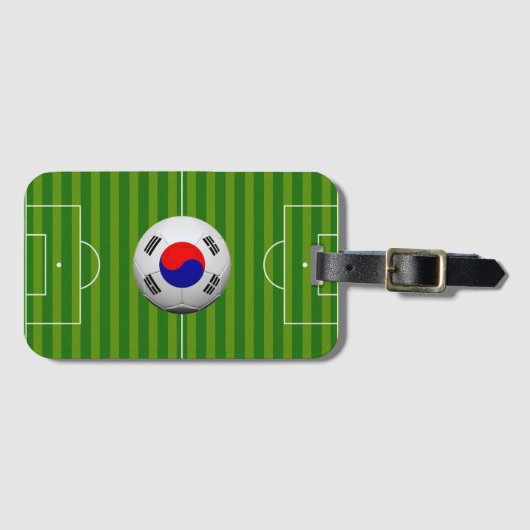 Voetbal met Zuid-Korea-vlaggenbal Bagagelabel (Voorkant (horizontaal))