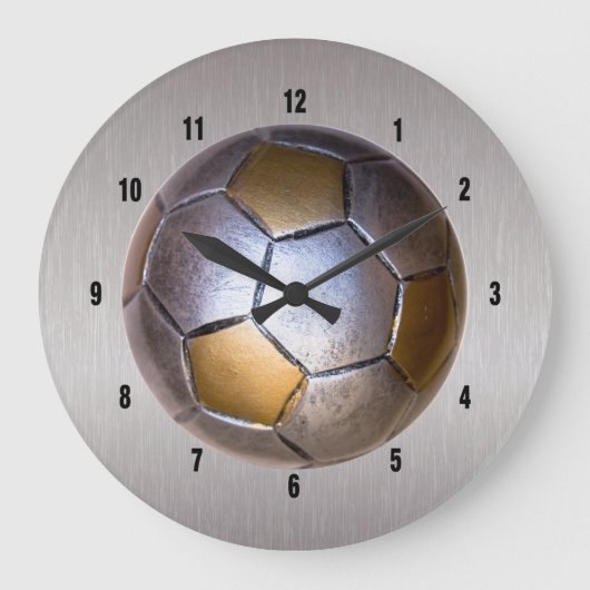 Voetbal Metallic Design Grote Klok (Voorkant)