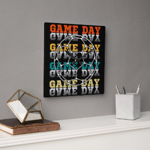 Voetbal Minnaar Kleur Typografie Voor Wedstrijddag Vierkante Klok
