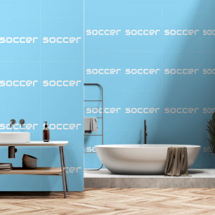 VOETBAL Modern Witte Strakke Tekst Op Lichtblauw Behang