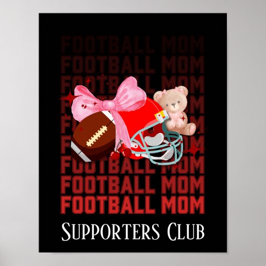 VOETBAL MOEDER Coquette Strik Custom Tekst Poster (Voorkant)