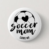 Voetbal Moeder Hart Bal Gepersonaliseerde Naam en Ronde Button 5,7 Cm (Voorkant)