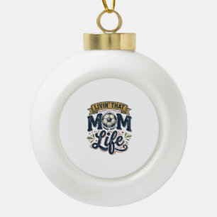 Voetbal Moeder Leven Vintage Gravure Shirt Ontwerp Keramische Bal Ornament