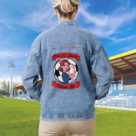 Voetbal Moeder met Ballen  Voetbal Moeder Denim Jacket