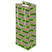 Voetbal Moeder Moederdag Patroon Wijn Cadeautas (Achterkant Gekanteld)