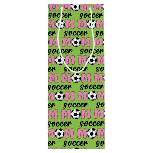 Voetbal Moeder Moederdag Patroon Wijn Cadeautas (Achterkant)