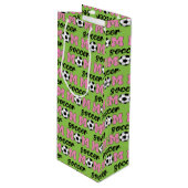 Voetbal Moeder Moederdag Patroon Wijn Cadeautas (Voorkant Gekanteld)