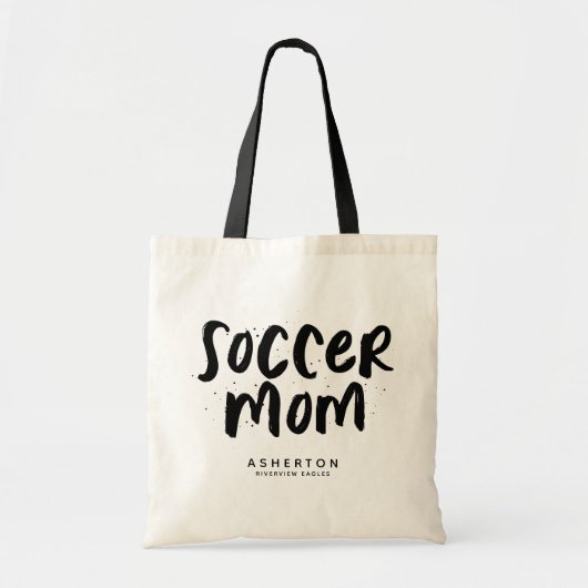 Voetbal moeder trendy zwart type gepersonaliseerd tote bag (Voorkant)