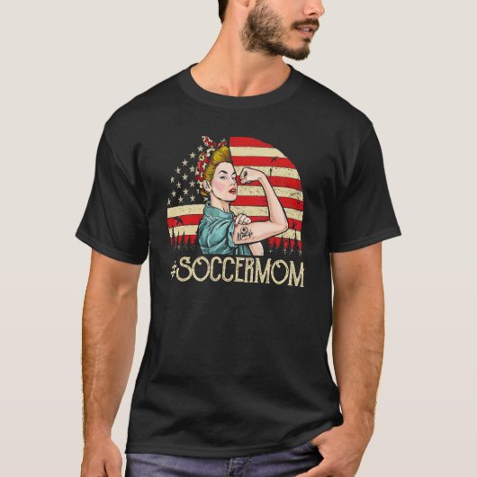 Voetbal Moeder Voetbal Vrouwen Amerikaanse Vlag Vi T-shirt (Voorkant)