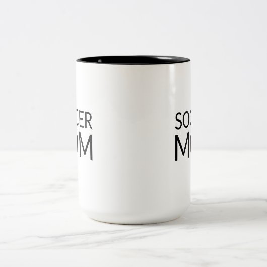 Voetbal Moeder, zwart wit keramiek Tweekleurige Koffiemok (Center)