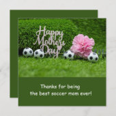 Voetbal Moederdag met Roze Anjer Bloem Feestdagenkaart (Voorkant / Achterkant)