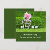 Voetbal Moederdag met roze anjer Feestdagenkaart (Voorkant / Achterkant)