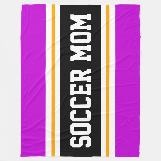 VOETBAL MOM Fun Roze Zwart Wit Racing Stripes Fleece Deken (Voorkant)