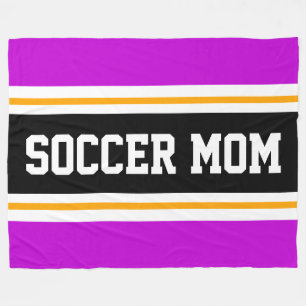 VOETBAL MOM Fun Roze Zwart Wit Racing Stripes Fleece Deken
