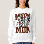 Voetbal Mom Leopard Print T-shirt met strik en blo (Voorkant)