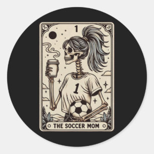 Voetbal Mom Tarot Kaart Ronde Sticker