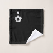 Voetbal & Monogram op zwart Bad Handdoek (Wasdoekje)