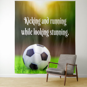 Voetbal Motiverend Inspirerend Groen Veld Wandkleed