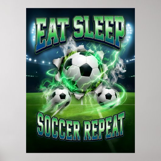Voetbal Muurkunst - Retro 90s Bootleg Stijl Poster (Voorkant)