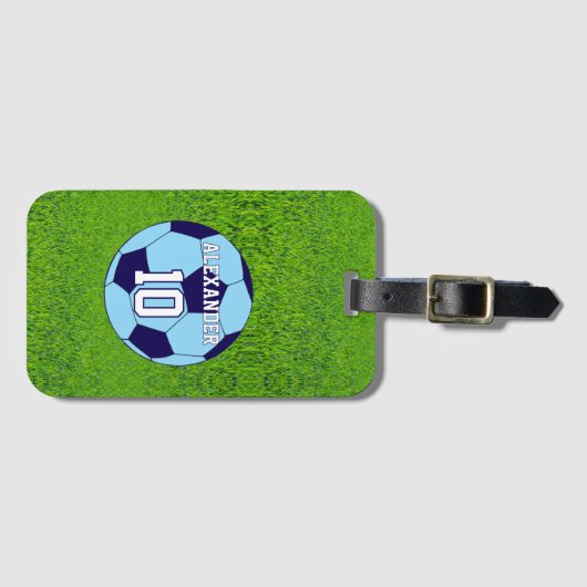 Voetbal | Naam en nummer Bagagelabel (Voorkant (horizontaal))