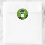 Voetbal | Naam en nummer Ronde Sticker (Tas)