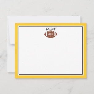 Voetbal naam & nummer geel briefpapier notitiekaar notitiekaartje