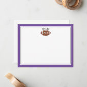 Voetbal naam & nummer paarse briefkaart (Voorkant / Achterkant in situ)