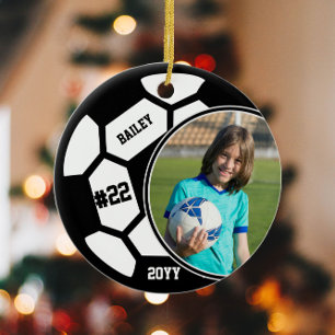 Voetbal Naam Rugnummer Foto Aandenken Keramisch Ornament