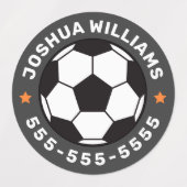 Voetbal naam telefoonaantal ronde eigenschap labels (Design 2)