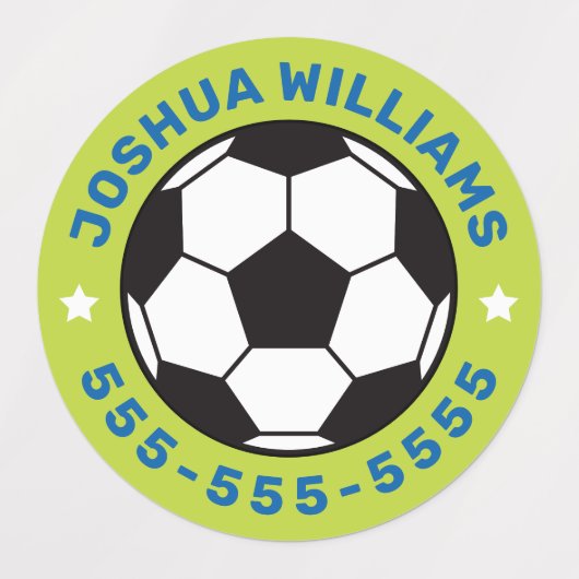 Voetbal naam telefoonaantal ronde eigenschap labels (Design 1)