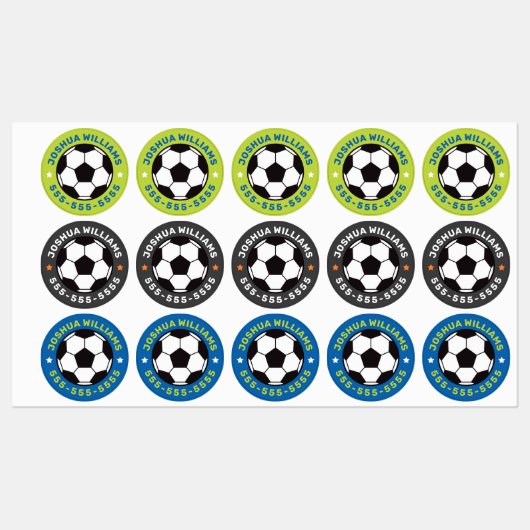 Voetbal naam telefoonaantal ronde eigenschap labels (Vel)