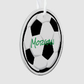 Voetbal NAME Sport Groene zwarte witte ballen Ornament (voorkant)